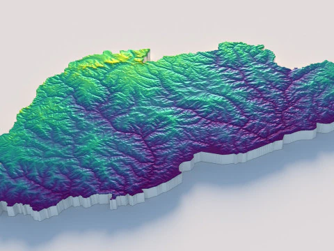 Bhutan Terrain Map 3D Model
