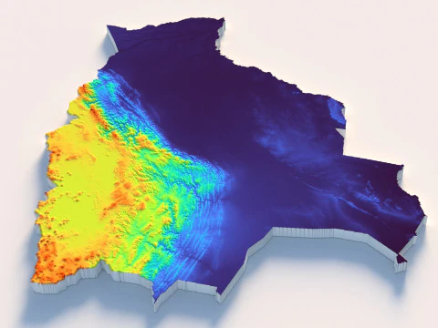 Bolivia Terrain Map 3D Model