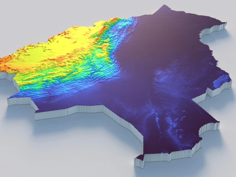 Bolivia Terrain Map 3D Model