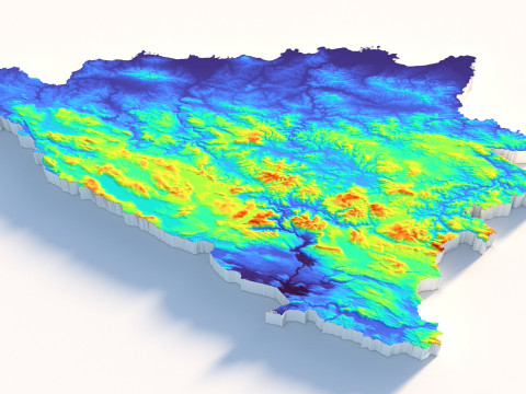 Bosnia and Herzegovina Terrain Map 3D Model