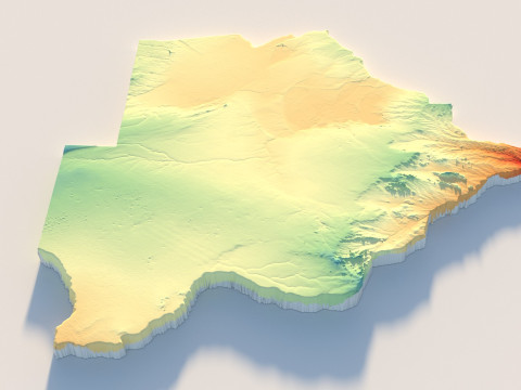 Botswana Terrain Map Model 3D