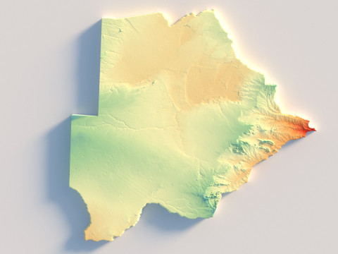 Botswana Terrain Map Model 3D