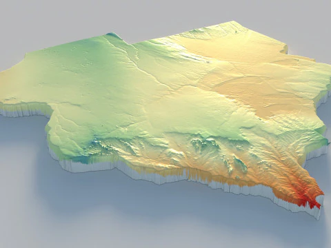 Botswana Terrain Map 3D Model