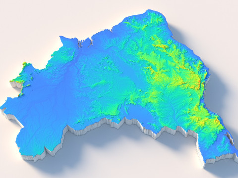 Brazil Terrain Map Modelo 3D