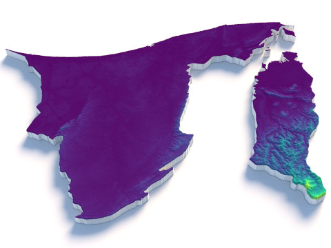 Brunei Terrain Map 3D Model