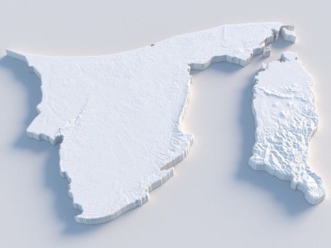 Brunei Terrain Map 3D Model