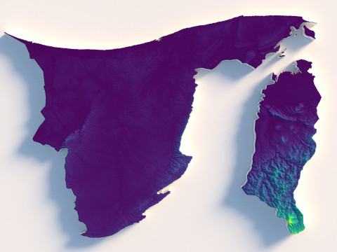 Brunei Terrain Map 3D Model