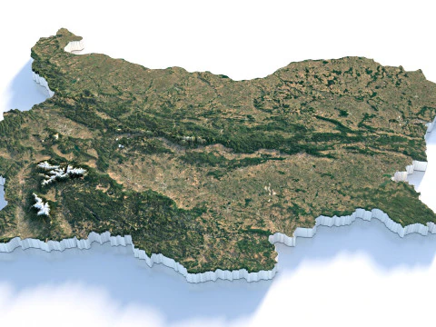 Bulgaristan Arazi Haritası 3D Model
