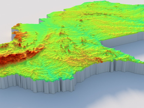 Burkina Faso Terrain Map 3D 模型