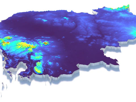 Cambodia Terrain Map 3D Model