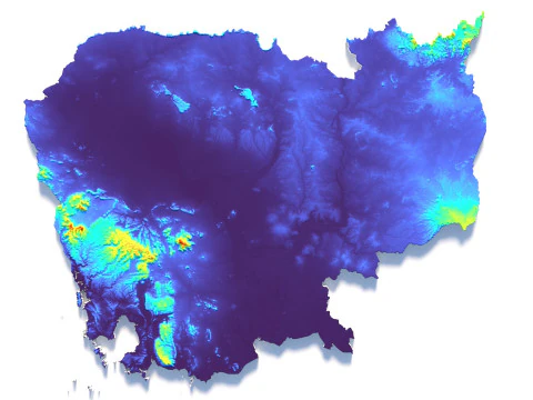 Cambodia Terrain Map 3D Model