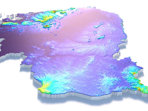 Cambodia Terrain Map 3D Model