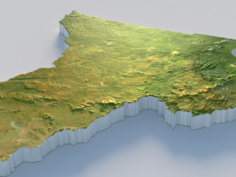 Cameroon Terrain Map 3D Model