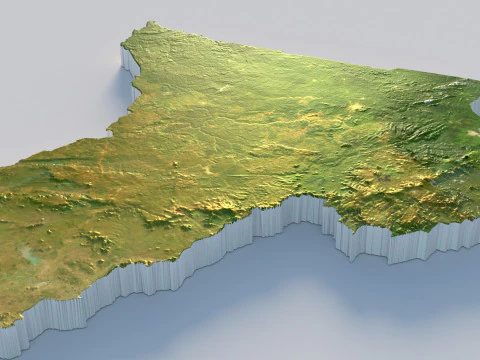 Cameroon Terrain Map 3D Model