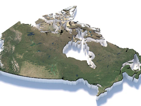 Canada Terrain Map 3D Model