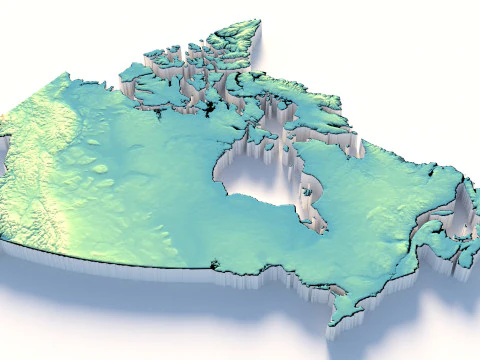 Canada Terrain Map 3D Model