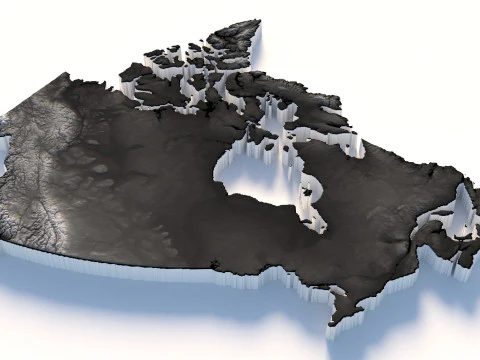 Canada Terrain Map 3D Model