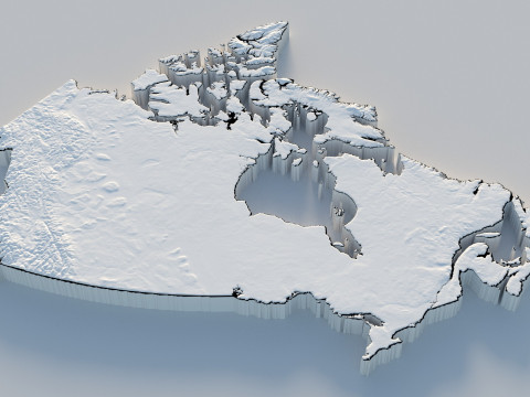 Canada Terrain Map 3D 모델