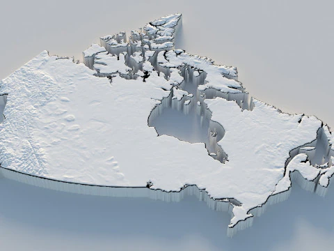 Canada Terrain Map 3D Model