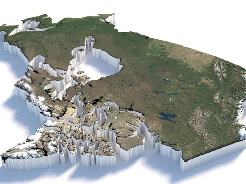 Canada Terrain Map 3D Model