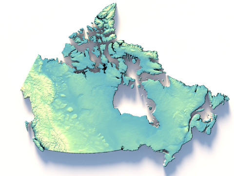 Canada Terrain Map 3D 모델