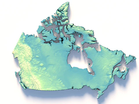 Canada Terrain Map 3D Model