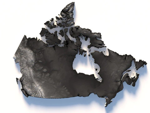 Canada Terrain Map 3D Model