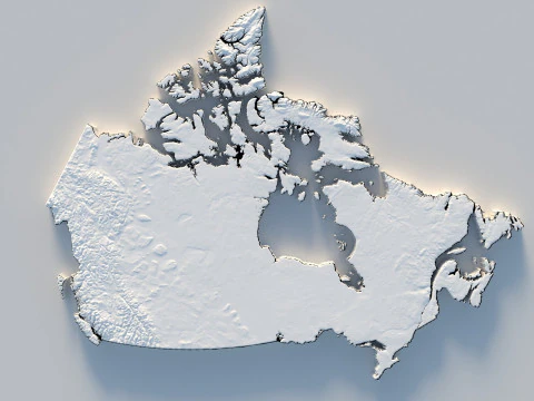 Canada Terrain Map 3D Model