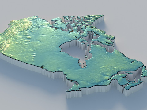 Canada Terrain Map 3D 모델