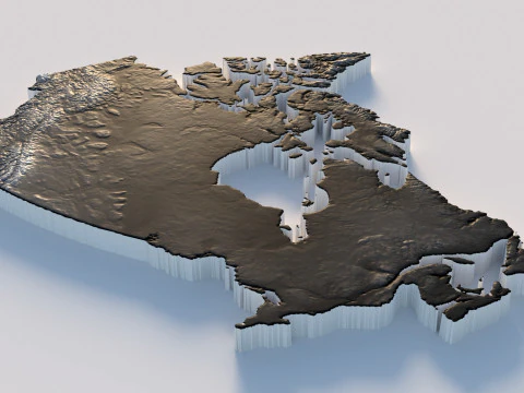Canada Terrain Map 3D Model