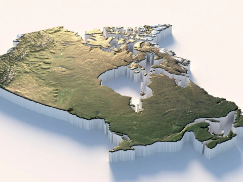 Canada Terrain Map 3D Model