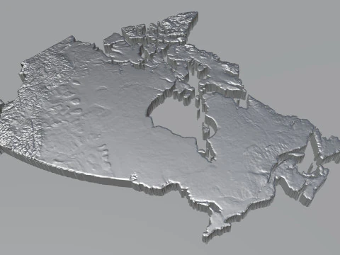 Canada Terrain Map 3D Model