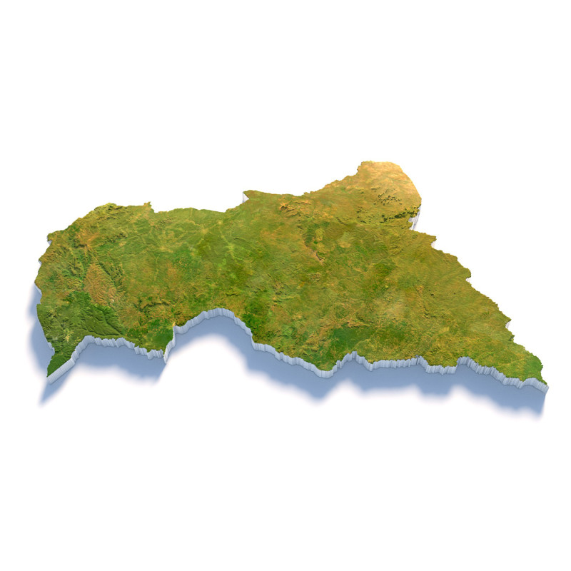 Central African Republic Terrain Map 3D Модель .c4d .max .obj .3ds .fbx .stl .blend 