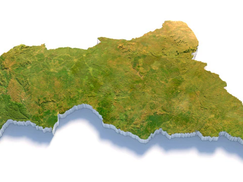 Central African Republic Terrain Map 3D Model