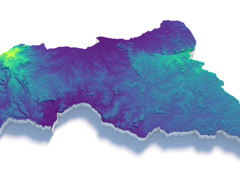 Central African Republic Terrain Map 3D Model