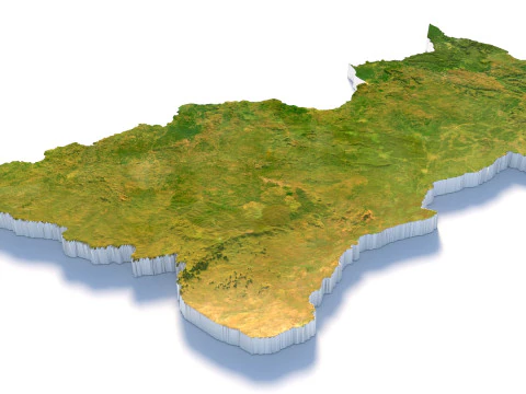 Central African Republic Terrain Map 3D Model