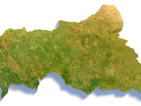 Central African Republic Terrain Map 3D Model