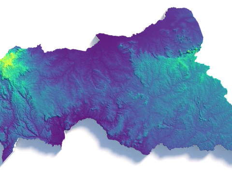 Central African Republic Terrain Map 3D Model