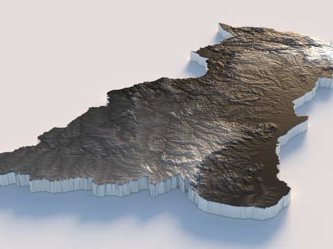 Central African Republic Terrain Map 3D Модель
