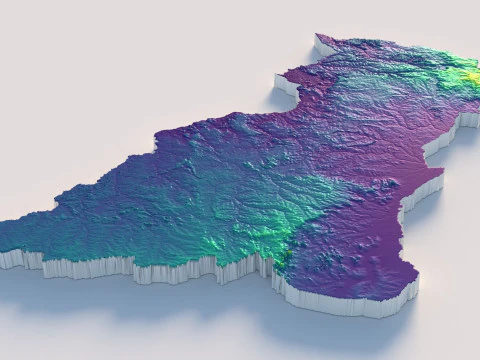 Central African Republic Terrain Map 3D Model