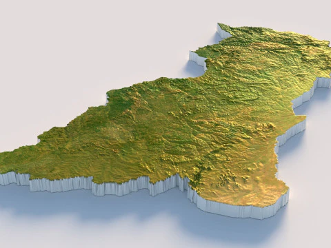 Central African Republic Terrain Map 3D Model