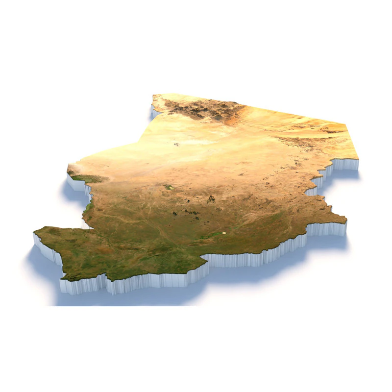 Mappa del terreno del Ciad Tchad Modello 3D .c4d .max .obj .3ds .fbx .stl .blend 