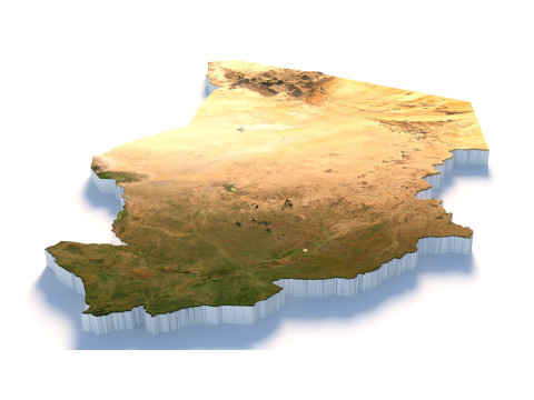 Chad Tchad Terrain Map 3D Модель