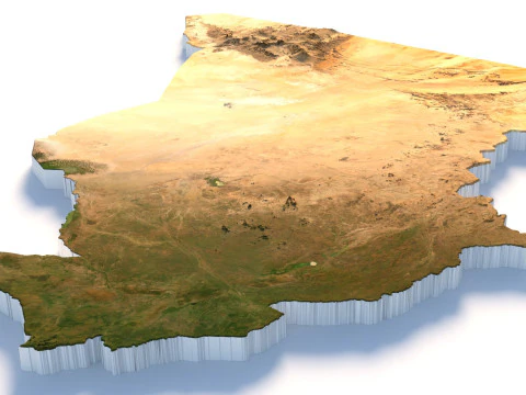 Mappa del terreno del Ciad Tchad Modello 3D