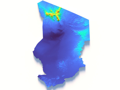 Chad Tchad Terrain Map 3D 모델