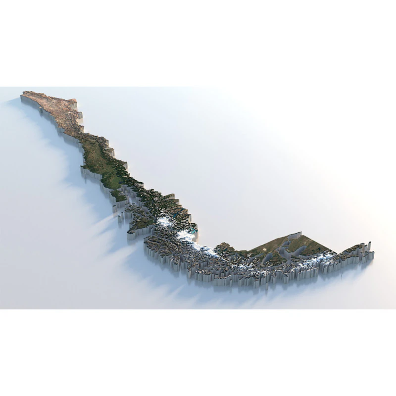 Chile Terrain Map 3D Model .c4d .max .obj .3ds .fbx .stl .blend 