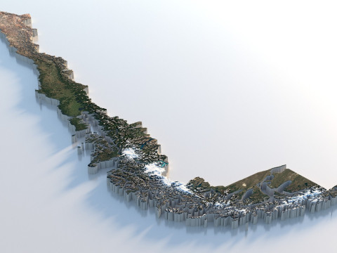Chile Terrain Map 3D Model