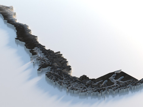 Chile Terrain Map 3D Model