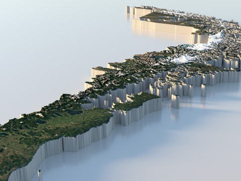 Chile Terrain Map 3D Model
