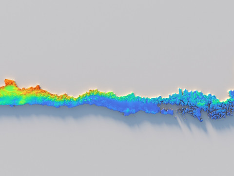 Chile Terrain Map 3D Model